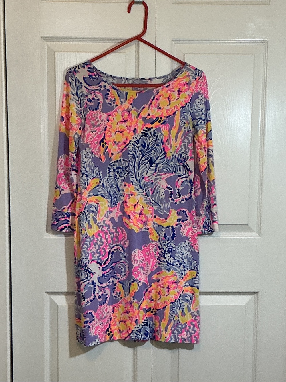 Lilly Pulitzer Lavender Shift Dress with Pink & Yellow Floral Print
